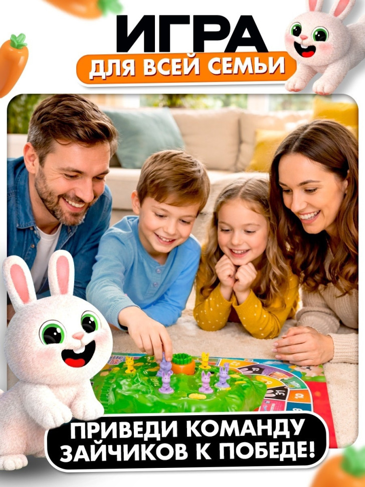 Настольная игра Лас Играс KIDS «Ушастые гонки. Загадка острова», 2-4 игрока, 4+